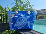 Badetasche / Einkaufstasche XL Schildkröte in hellblau